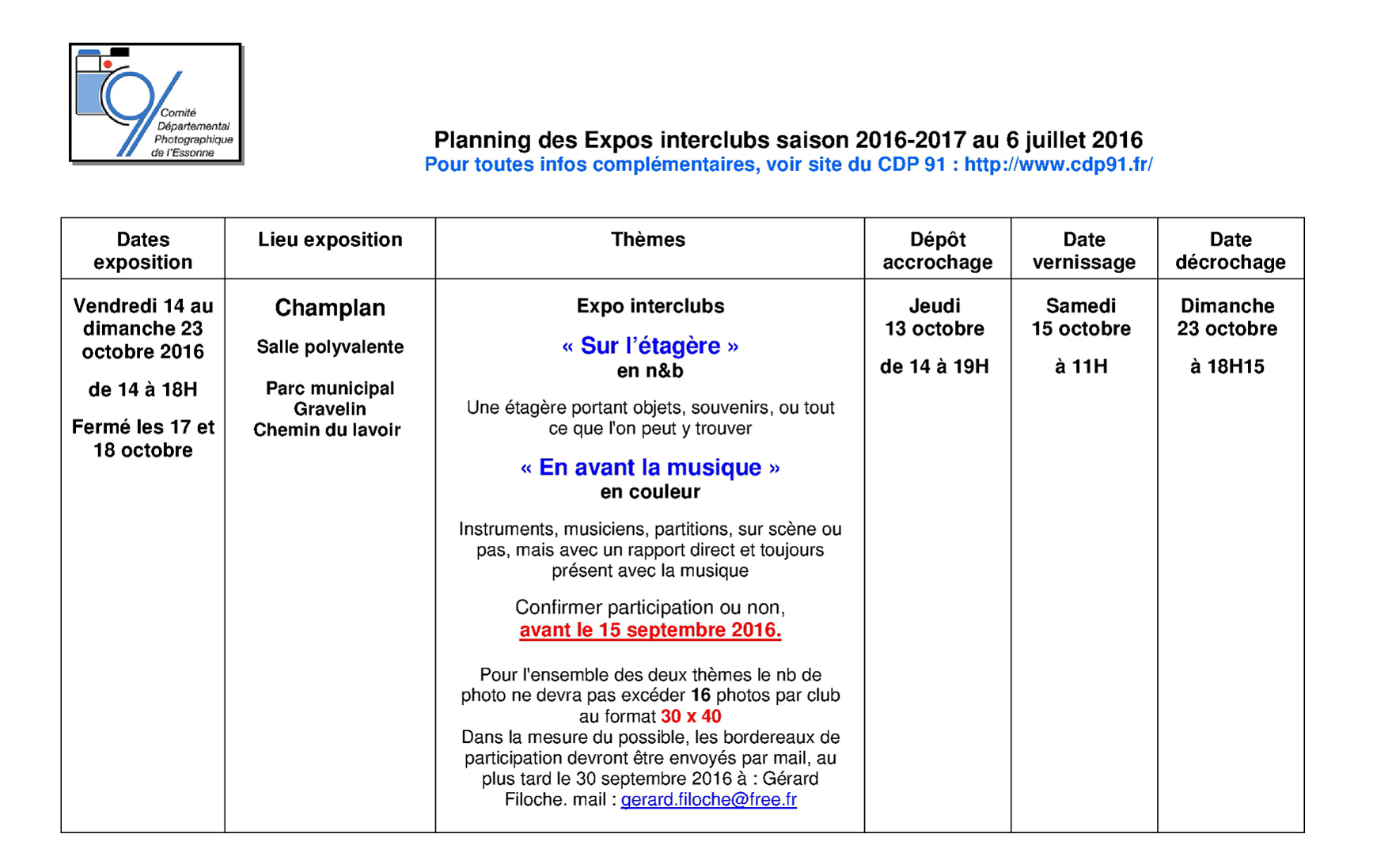 Planning prévisionnel des expos interclubs CDP91 saison 2016-17 version 02 page 1