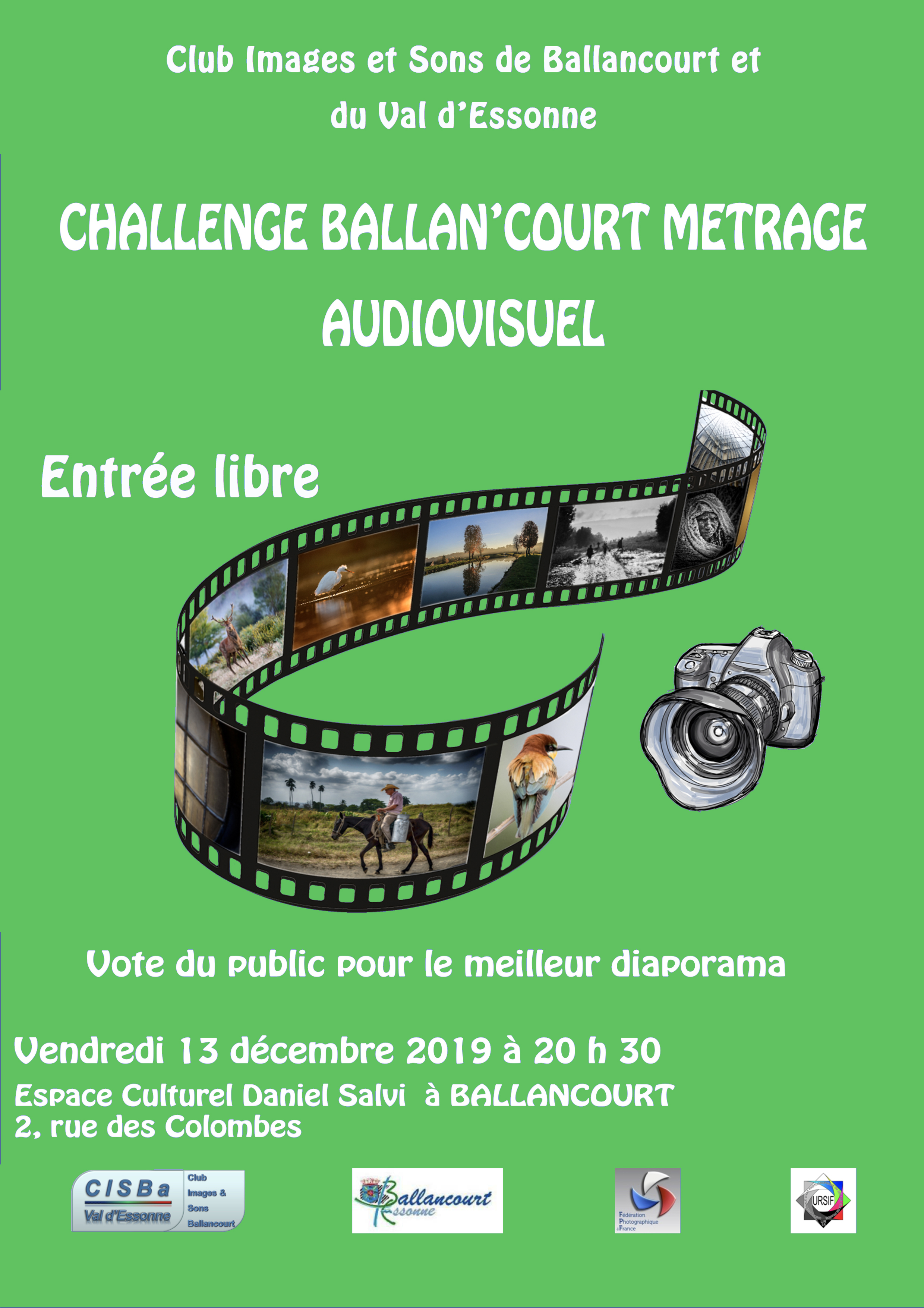 Palmarès du « Challenge Ballan’court métrage 2019 » du Photo-Club CISBa de Ballancourt